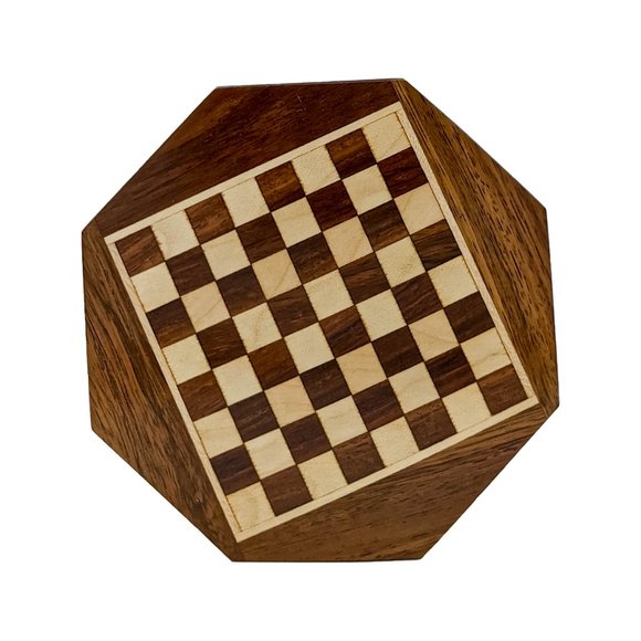 Handmade Octagon Wooden Small Chess Board (6inch) - Picture 5 of 5